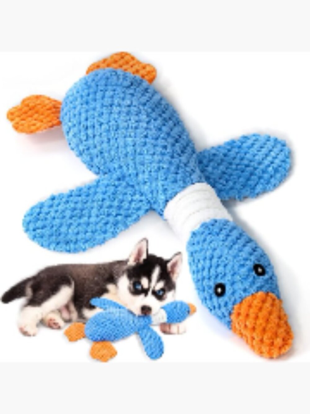 Indestructible Goose Dog Toy for Aggressive Chewers, Squeaky Crinkle Plush